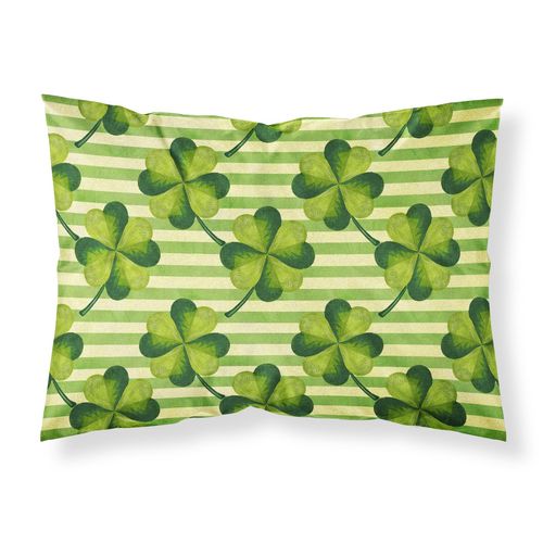Caroline's Treasures BB7557PILLOWCASE Watercolor Shamrock Stripes Fabric Standard Pillowcase Lightweight Super Soft Easy Care Decorative Artwork Pillowcase, Standard