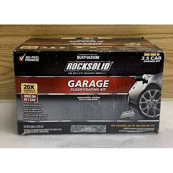 Rust-Oleum ROCKSOLID 5.6QT 2.5-Car Garage Floor Coating Kit 293513 Gray Gloss