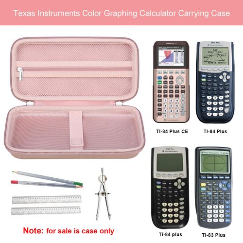 Elonbo Carrying Case for Texas Instruments TI-84 Plus CE/TI-84 Plus/TI-83 Plus/TI-83 Plus CE Color Graphing Calculator, Extra Mesh Pocket Fits Charging Cable Charger Manual, Rose Gold+Rose Gold