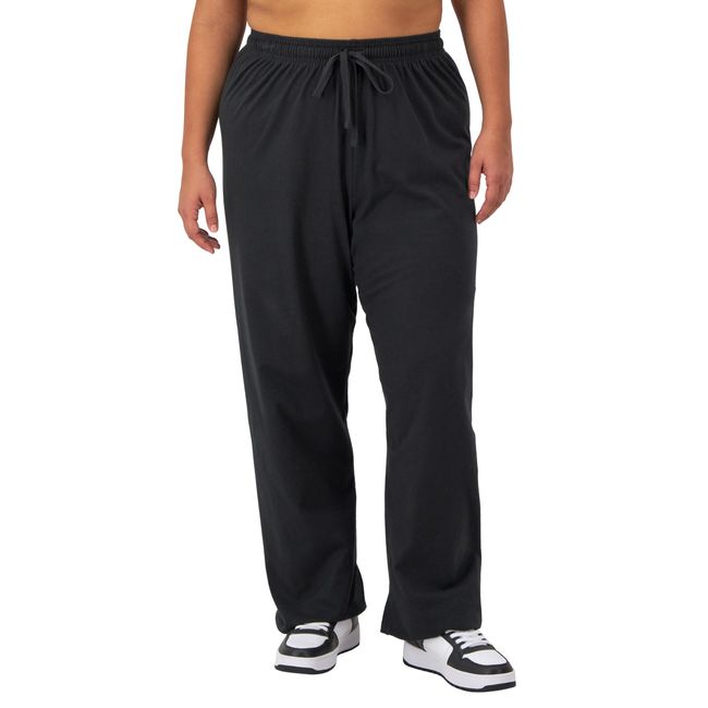 Champion, Jersey, Lightweight, Comfortable Lounge Pants for Women, 31.5" Size Available, Black, 2X Plus