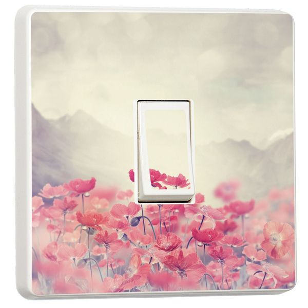 Poppy Flowers Design Single Light Switch Cover Skin Sticker