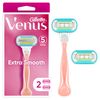Gillette Venus Extra Smooth Pink Women's Razor Handle + 2 Refills