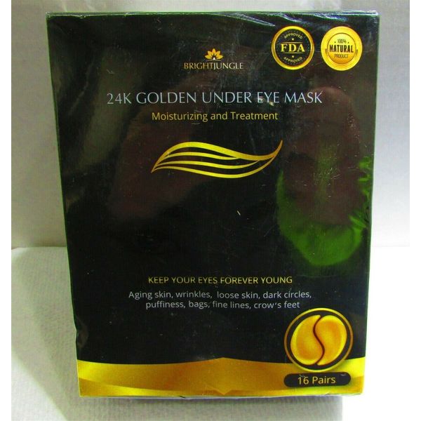 BrightJungle Under Eye Collagen Patch, 24K Gold Anti-Aging , Pads, 16 Pairs