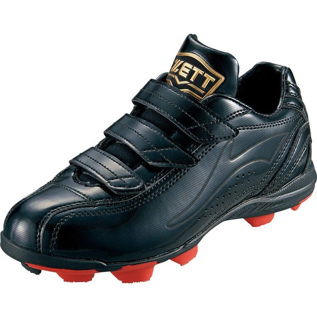 Zett BSR4297J Boys Baseball Point Spike, Grandmate, Black/Black