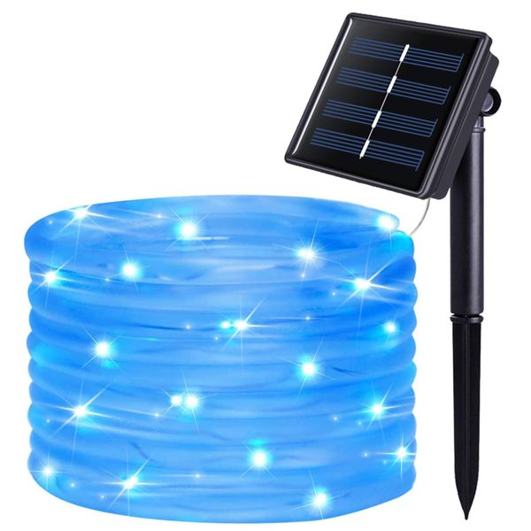 JMEXSUSS 120 LED Solar Rope Lights,39.4ft 8 Modes Solar Rope Halloween Lights Outdoor Waterproof,Outdoor Solar Halloween Lights for Garden,Fence,Patio,Pool,Deck,Halloween(Blue)