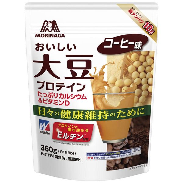 Morinaga Delicious Soy Protein, Coffee Flavor, 12.2 oz (360 g), Approx. 18 Servings, Weider Soy Protein, Nutritional Functionality, Calcium, Vitamin D, High Protein, Elutin Formula, Strengthens Protein Work