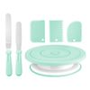 Cake Decorating Turntable,Cake Decorating Supplies With Decorating Comb/Icing Smoother(3pcs),2 Icing Spatula With Sided & Angled … (Green/6pcs)
