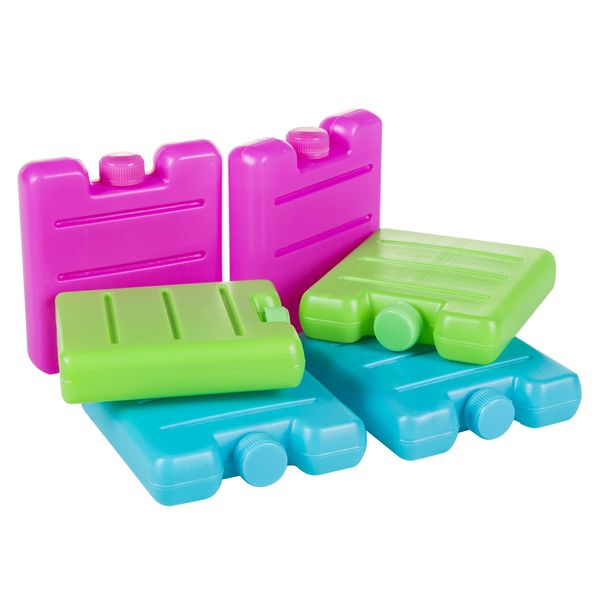 Albert Austin Pack of 6 Multicolour Freezer Blocks Mini Reusable Ice Blocks for Cool Bags Space Saving Freezer Packs Cooler Bag Ice Packs for Kids Lunch Boxes Outdoor Travel Camping Picnic Hiking