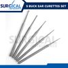5 Buck Ear Curettes Surgical Veterinary Instruments Straight Sharp German Grade