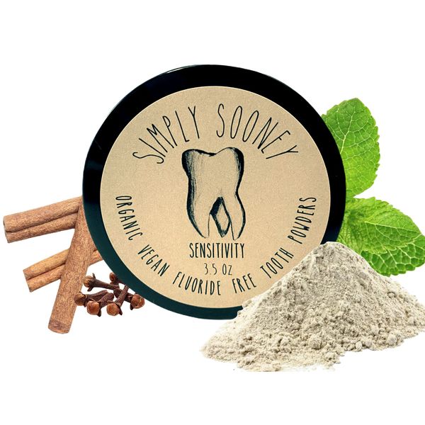 Organic Vegan Fluoride Free Remineralizing Tooth Powder Sensitivity Formula, Cinnamon and Clove Flavor, Value Size Up to 6 Month Supply I Teeth Whitening, Natural Numbing, Reduce Pain