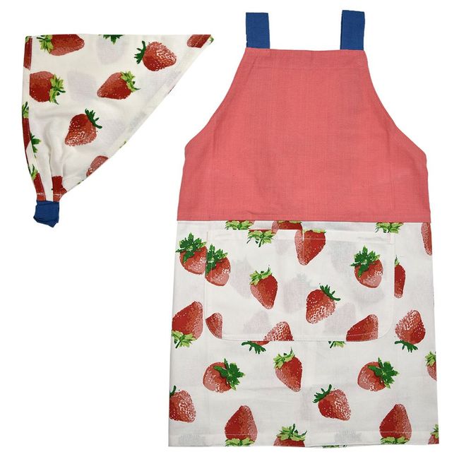 Friends Hill GS-127-28 Kids Apron, M, Strawberry Salon, Pink, Triangular Width Included