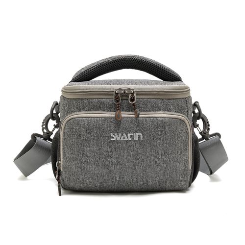 svatin Camera Shoulder Bag,Small Gray Shockproof Canvas SLR/DSLR Mirrorless Crossbody Lens Case Purse,Compact Storage Messenger Bag for Sony A7,for Canon R Series(S)