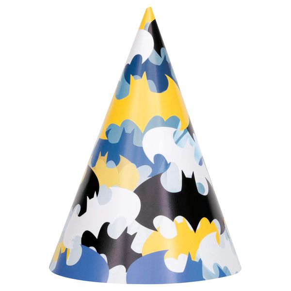 Unique Batman Paper Party Hats (Pack of 8) - Multicolor Party Accessories, Perfect for Kids Birthdays & Themed Parties