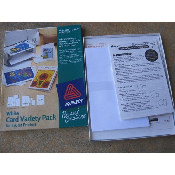 Avery #3200 White Card Variety Pack For Ink Jet Printers