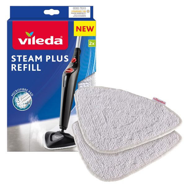 Vileda Steam Mop Refill Pads, Pack of 2, White