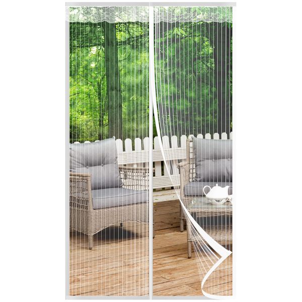 Fly Screens Doors Nets Patio Curtain Insect Mesh for Keeping Out Flies & Bug, Flyscreen French Doors, Screen Door Fly Screen, Magnetic Fly Curtain(90x200cm, White)