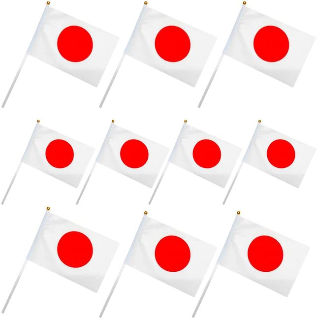 [10 pieces] Japanese flag mini hand flags, Japanese flags, 8.3 x 5.5 inches (21 x 14 cm), Japan flags, Japanese flags, hand waving flags, portable, convenient, Japanese cheering flags, ceremonies, pick-ups, holidays, decoration, handmade flags