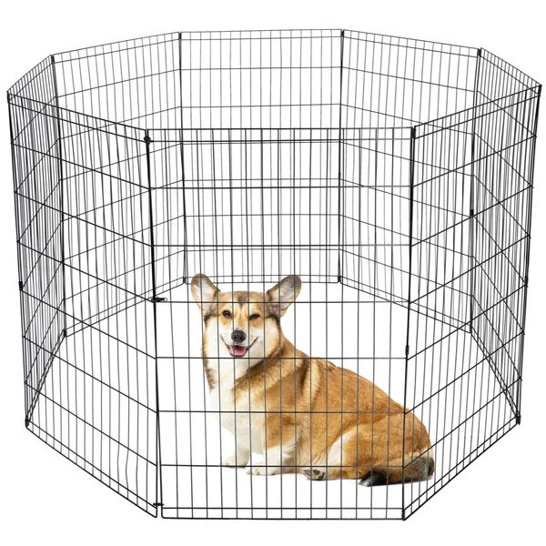 42 Inch 8 Panels Dog Playpen Fence Pet Play Pen Exercise Cage Kennel Indoor