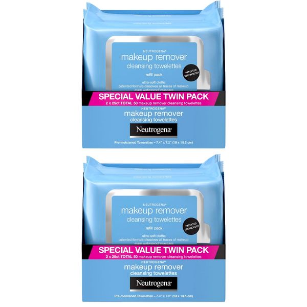 Neutrogena Makeup Remover Cleansing Towelette 19 x 18.5cm, 2pcs, 25pcs