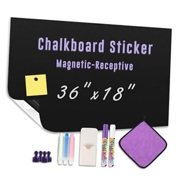 Magnetic Chalkboard Wallpaper Peel and Stick 36" x 18", Self 18"W x 36"H