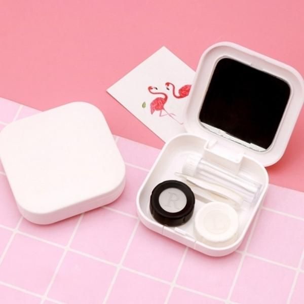 Square mirror lens case 5p set contact lens case (white)