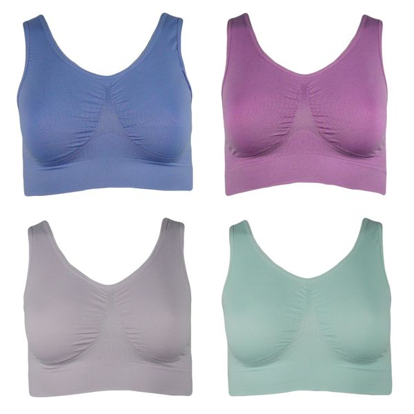 Pack of 4 Women's Comfort Bra Seamless Bustier Top Shirt Bra, mint