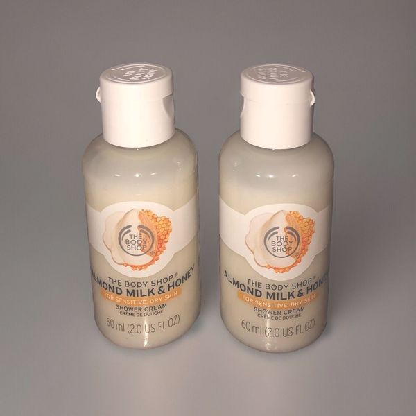 2 X Lot The Body Shop ALMOND MILK & HONEY Shower Cream 2 Oz Bundle