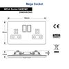 Double Wall Socket Switched Gloss Brushed Chrome 2 Gang Screwless 13a Double Pole N410DME