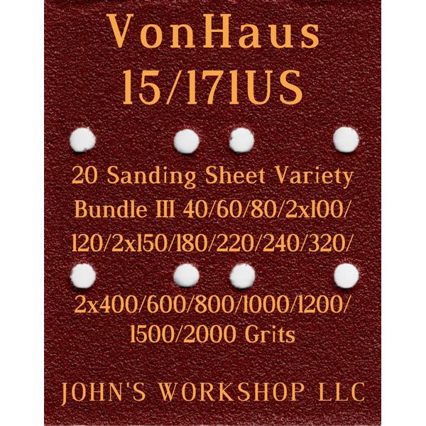 VonHaus 15/171US - 17 Different Grits - 20 Sheet Variety Bundle III