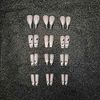 Carufin 24Pcs Crown Lips Long Coffin Nail Shining Heart French Fake Nails Acrylic False Nail Press on Nails Ballet False Nails for Women Girls (B)