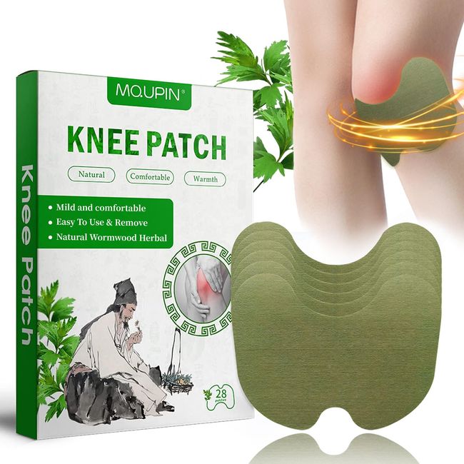 MQUPIN Knee Pain Relief Patch,28 Pcs Pain Relief Patches,Wormwood Pain Relief Patches for Knee, Back, Neck, Shoulder Inflammation and Muscle Soreness