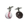 Kiola Designs White Baseball and Brown Toned Baseball Glove Cufflinks