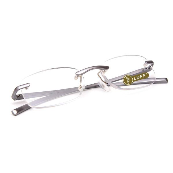 LUFF Reading Glasses Frameless New Retro Metal Spring Hinge HD Reading Glasses +1.0 To +4.0