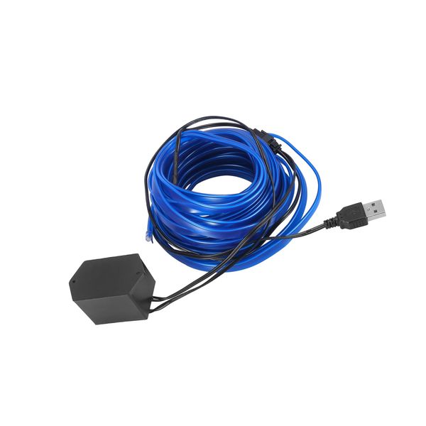 Partuto 10 Meter/33ft Car Interior USB EL Wire Strip Blue Cold Light Set Replacement
