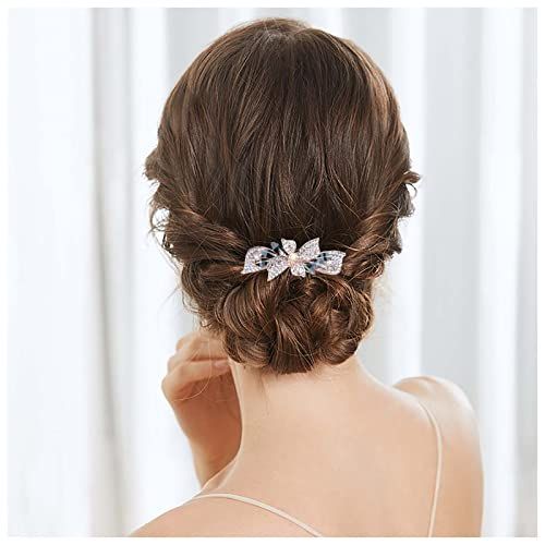 Cimenexe Vintage Crystal Wedding Hair Barrette Clips Glitter Floral Hair Clips Crystal Hair Clip Sparkly Rhinestone Barrette Hair Clip Bride Headwear Decorative Hair Accessories Bridal Hair Jewelry