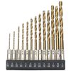 Tooluxe ( 10171L ) 13 Pc Hex Shank Titanium Drill Bit Set W/Stand 1/16" - 1/4"