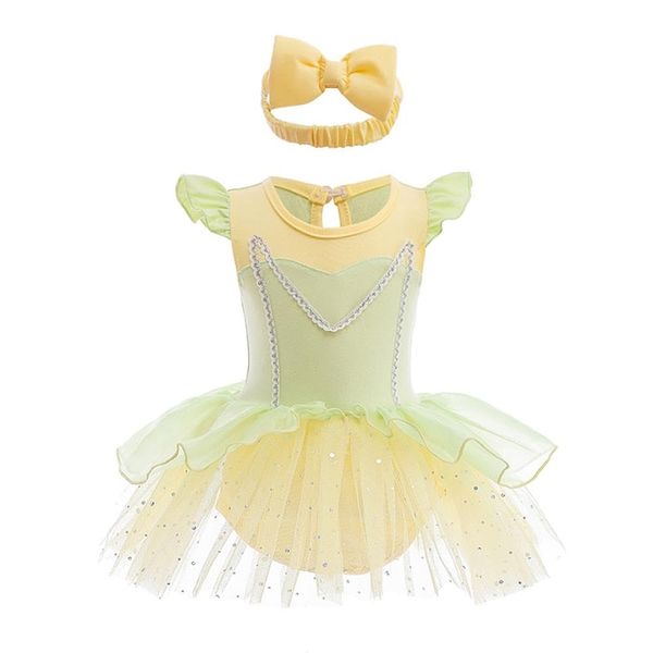 Lito Angels Baby Girls Frog Princess Tiana Fancy Dress Up Costume Infant Onesie Bodysuit Romper Birthday Outfits with Headband Age 9-12 Months