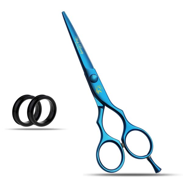 Wishbeauty Professional Hairdressing Scissors - 5.5 inch Hair Scissors for Women & Men - Barber Scissors for Hair Cutting - Sharp Scissor Blades - RightHand Hairdressers Scissors for Salon (Blue)