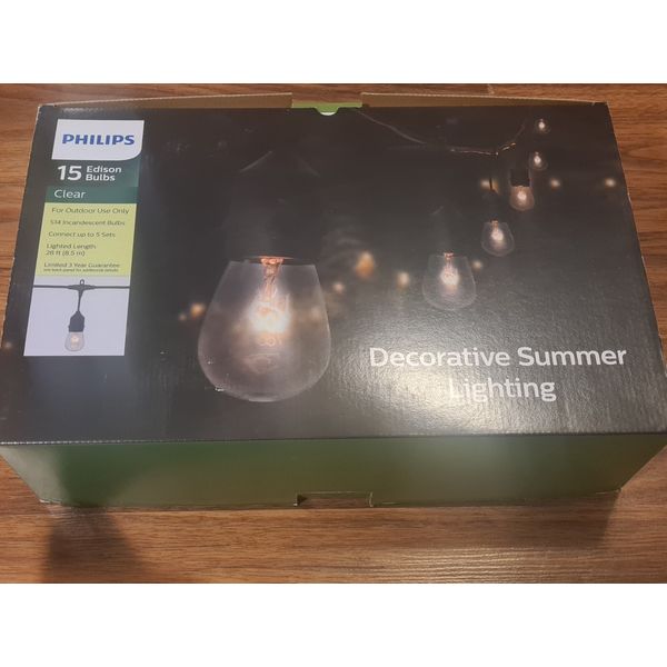 Philips 28' Feet Edison Bulb Outdoor String Lights 15 S14 Bulbs