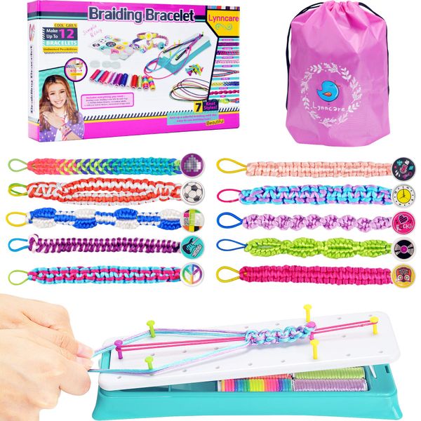 Lynncare Friendship Bracelet Making Kit for Girls, DIY Braided Rope Kids Jewelry Making Kit Craft Toys for 6 7 8 9 10 11 12 Years Girls, Travel Activity Set for Teens Girl