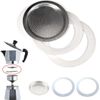 Universal Coffee Maker Gasket and Filter for Moka Spare Parts (2X Silicone Seal Ring + 1x Steel Filter) (9 Cups)