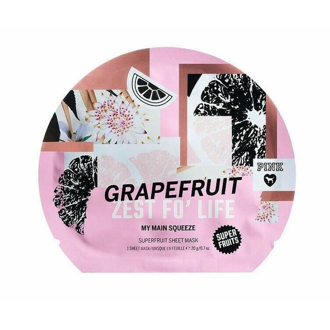 Victorias Secret Pink Face Mask Super Fruits Grapefruit Zest Fo' Life 1 Sheet