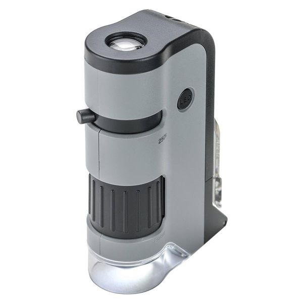 Carson MicroFlip 100-250x LED Illuminated Pocket Microscope with Smartphone Digiscoping Adapter Clip
