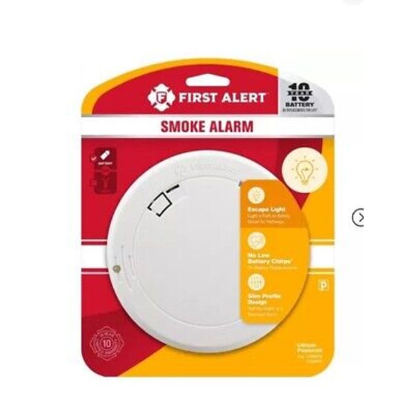 First Alert PR710E Slim Smoke Detector w/Photoelectric Sensor  LED Escape Light