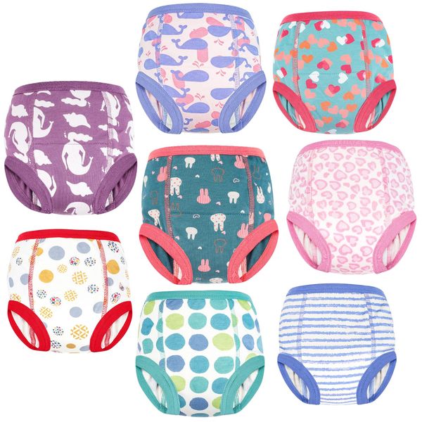 MooMoo Baby Potty Training Underwear for Boys and Girls 8 Packs Cotton Reusable Toddler Training Pants Girls 4T