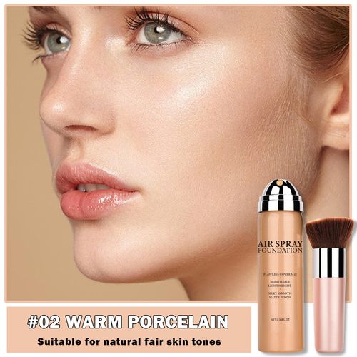 Flawless AirBrush Foundation High Coverage Foundation Smooth Creamy Matte Spray Foundation Makeup Kit For Mature Skin With Natural Nude Finish #Natural/Warm Porcelain