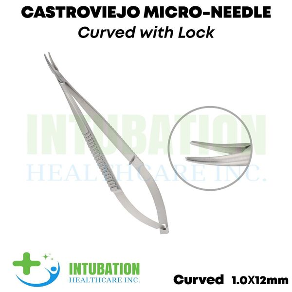 New Premium Castroviejo Micro Needle Holder Curved Surgical Dental Instruments