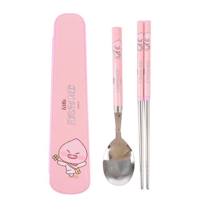 Kakao Friends Junior Stainless Steel Spoon and Chopsticks Case Set (Apeach)