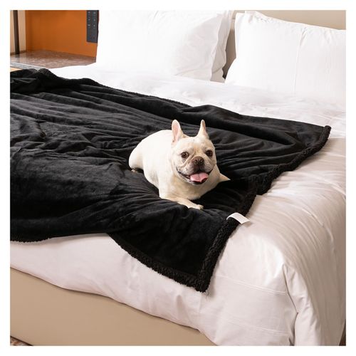 Maidewow Waterproof Dog Blanket for Couch Black Pet Throw Blankets Doggie Bed Cover Sofa Mat for Puppy Washable Cats Fluffy Jacquard Fleece Blanket for Warm-Black,XS