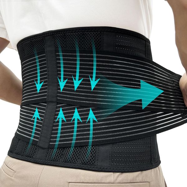 TESETON Back Support Belt for Women and Men, Lower Back Brace, Back Stretcher for Lower Back Pain Relief, Scoliosis, Sciatica,Herniated Disc,Protect Belt,training belt for Workout 03 Black XXL